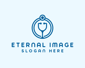 Blue Medical Stethoscope logo design