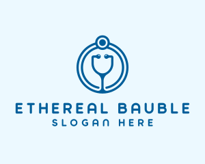 Blue Medical Stethoscope logo design