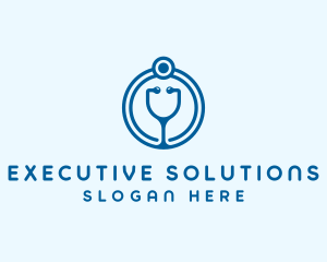 Blue Medical Stethoscope logo design