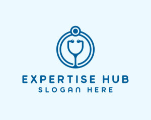 Blue Medical Stethoscope logo design