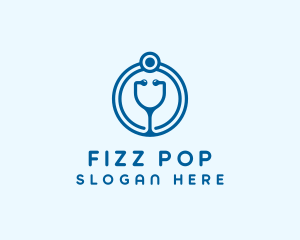 Blue Medical Stethoscope logo design