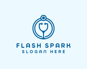 Blue Medical Stethoscope logo design