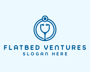 Blue Medical Stethoscope logo design