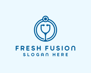 Blue Medical Stethoscope logo design