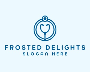 Blue Medical Stethoscope logo design