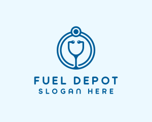 Blue Medical Stethoscope logo design