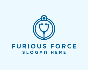 Blue Medical Stethoscope logo design