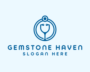 Blue Medical Stethoscope logo design