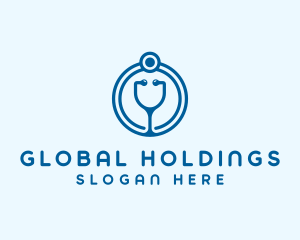 Blue Medical Stethoscope logo design