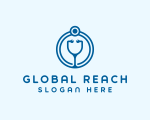 Blue Medical Stethoscope logo design