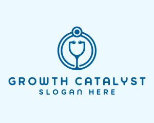 Blue Medical Stethoscope logo design