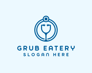 Blue Medical Stethoscope logo design