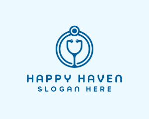 Blue Medical Stethoscope logo design