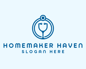 Blue Medical Stethoscope logo design