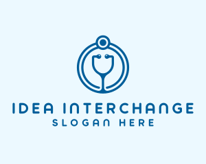 Blue Medical Stethoscope logo design