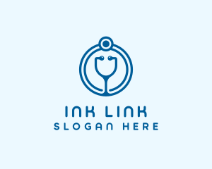 Blue Medical Stethoscope logo design