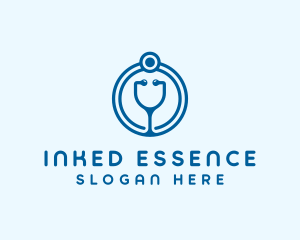 Blue Medical Stethoscope logo design