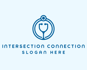 Blue Medical Stethoscope logo design