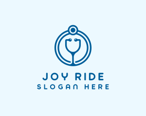 Blue Medical Stethoscope logo design