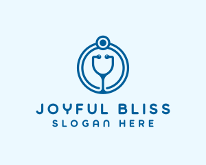 Blue Medical Stethoscope logo design