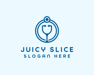 Blue Medical Stethoscope logo design