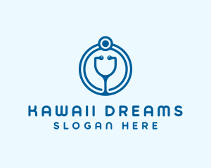 Blue Medical Stethoscope logo design