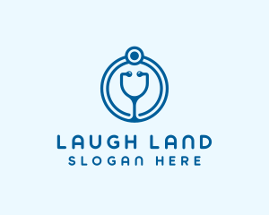 Blue Medical Stethoscope logo design