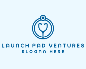 Blue Medical Stethoscope logo design