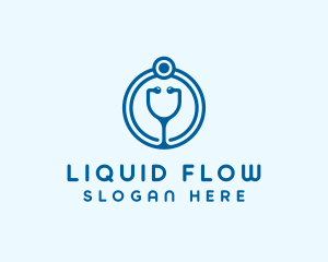 Blue Medical Stethoscope logo design