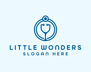 Blue Medical Stethoscope logo design