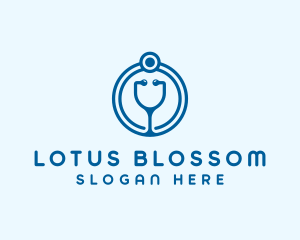 Blue Medical Stethoscope logo design