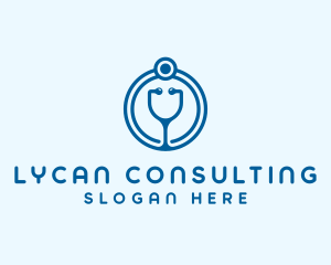 Blue Medical Stethoscope logo design