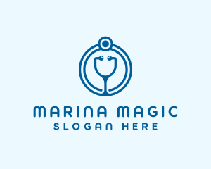 Blue Medical Stethoscope logo design