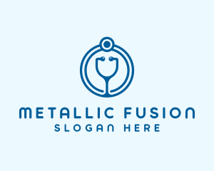 Blue Medical Stethoscope logo design