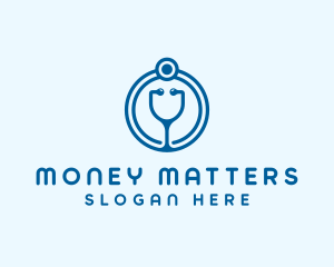 Blue Medical Stethoscope logo design