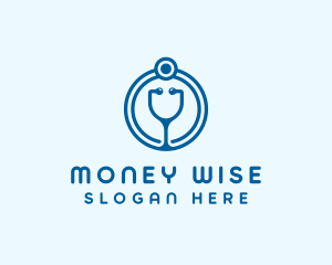 Blue Medical Stethoscope logo design