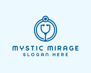 Blue Medical Stethoscope logo design