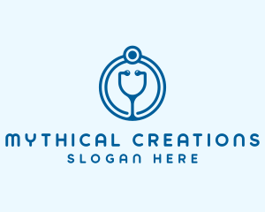 Blue Medical Stethoscope logo design