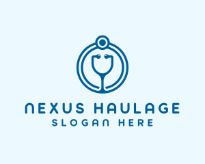 Blue Medical Stethoscope logo design