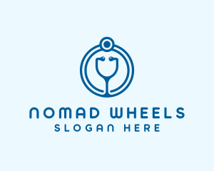 Blue Medical Stethoscope logo design