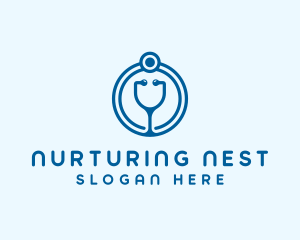 Blue Medical Stethoscope logo design