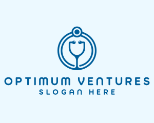 Blue Medical Stethoscope logo design