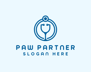 Blue Medical Stethoscope logo design