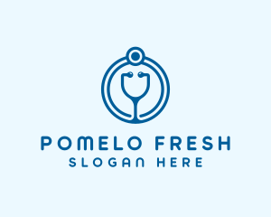 Blue Medical Stethoscope logo design