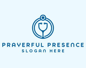 Blue Medical Stethoscope logo design