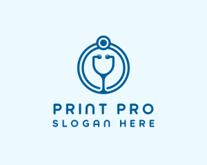 Blue Medical Stethoscope logo design