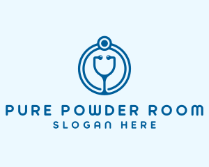 Blue Medical Stethoscope logo design