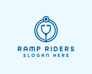 Blue Medical Stethoscope logo design