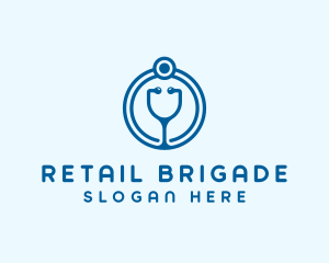 Blue Medical Stethoscope logo design