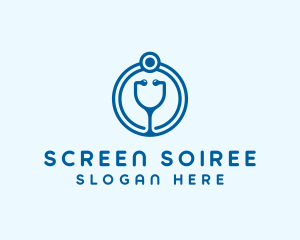 Blue Medical Stethoscope logo design